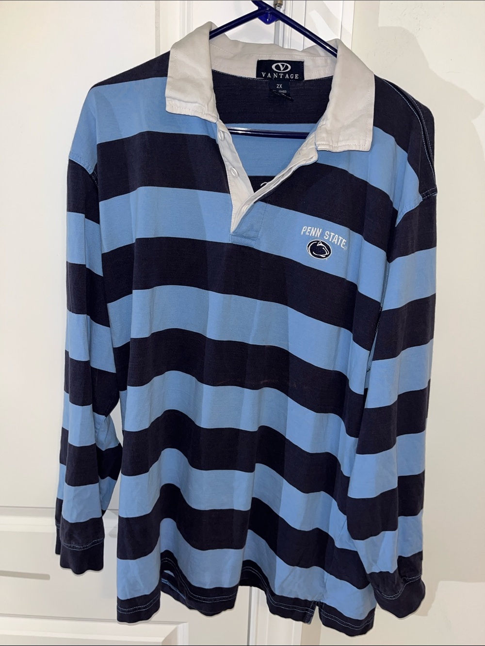 Vintage Soft Stripe Penn State PSU nittany lions rugby Shirt XXL 2XL w/ red mark